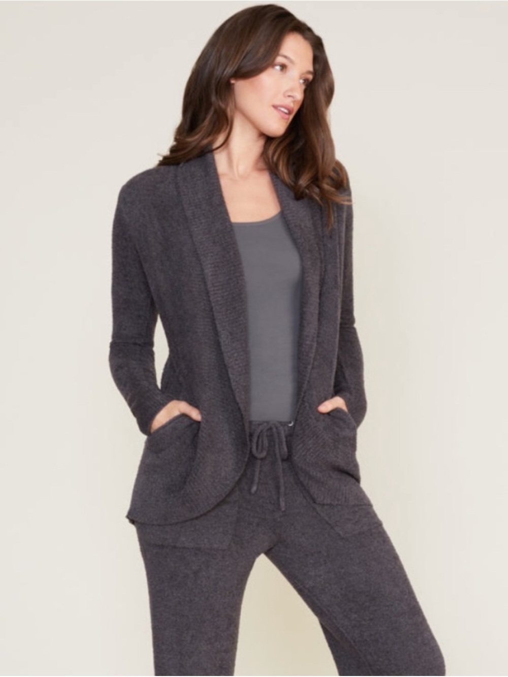 Barefoot Dreams CozyChic Lite Circle Cardigan Sweater Women's Size XS/S Carbon